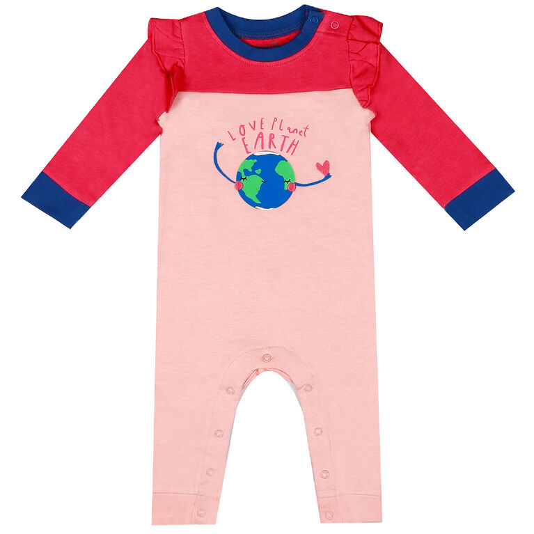 earth by art & eden - Maya Coverall Fleece Coverall - Crystal Rose, 3 Months