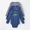 RISE Little Earthling long-sleeve bodysuit 3-pack light blue