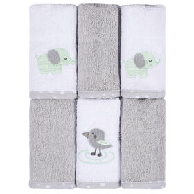 Koala Baby - Grey Woven Washcloth - 6 Pack