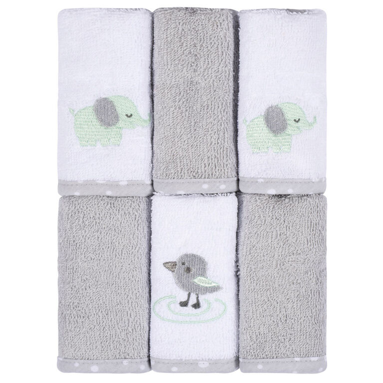 Koala Baby - Grey Woven Washcloth - 6 Pack