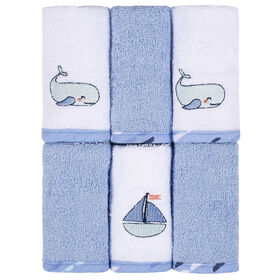 Koala Baby - Blue Woven Washcloth - 6 Pack