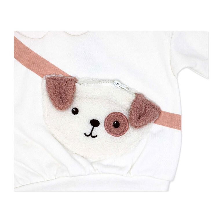 Lily & Jack 2 Piece Sweater Set: Cream Dog
