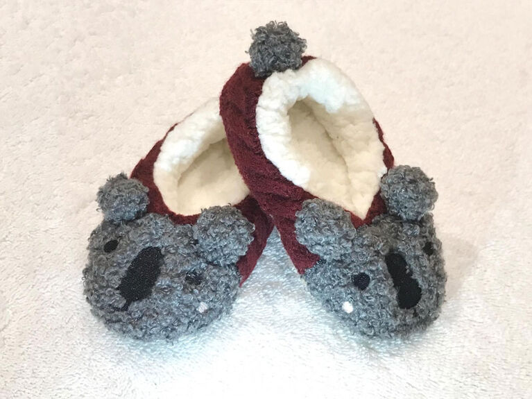 Tickle Toes - Grey & Red Koala Slippers - 0-6 Months