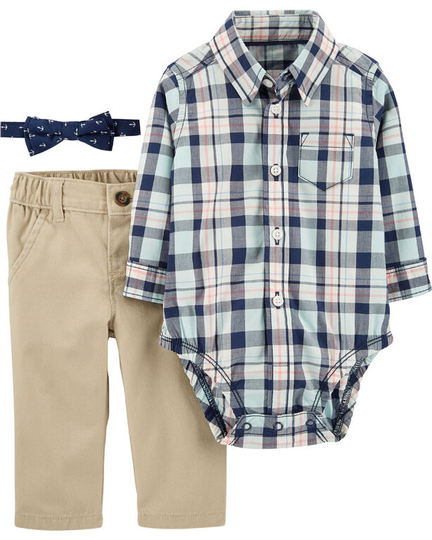 Carter's 3-Piece Plaid Dress Me Up Set - Blue/Khaki, Newborn