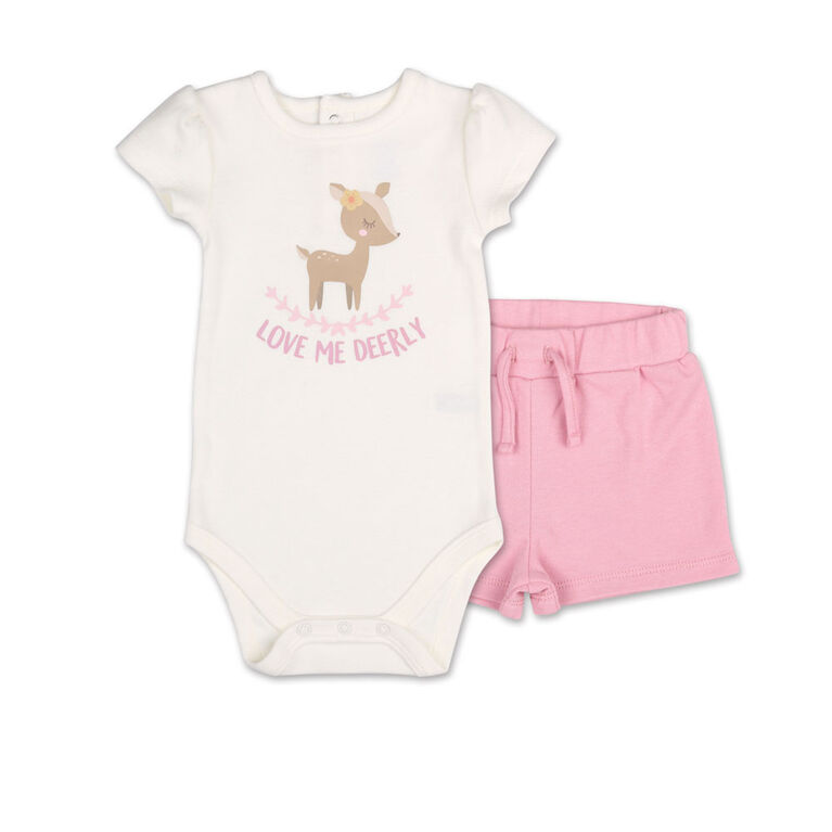 Ensemble 2 pièces Koala Baby Petit Faon « Love Me Deerly » - combinaison et culotte courte, 12 Mois