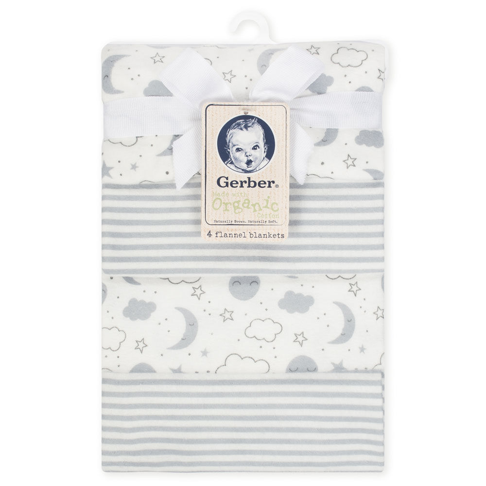 Gerber Organic 4 Pack Flannel Blankets Clouds and Stars Babies R Us Canada