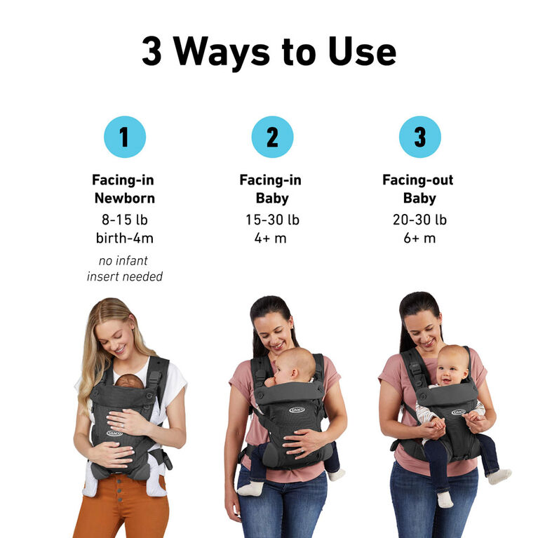 Graco Cradle Me Lite 3-in-1 Baby Carrier, charcoal grey