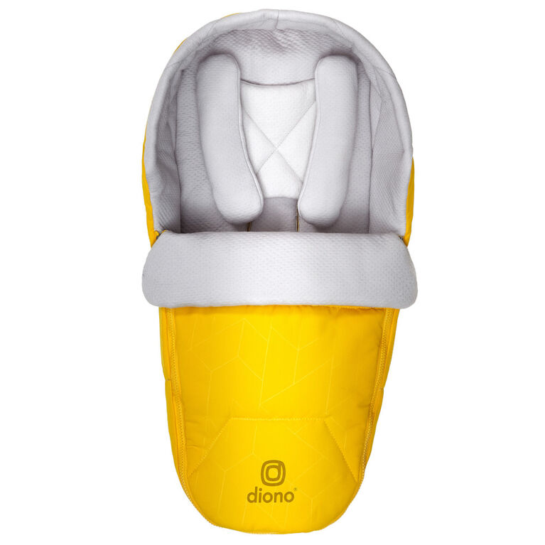 Diono Newborn Pod Stroller Footmuff For Baby, Head Body Support With Temperature Control Inside, Weatherproof, Water Resistant Lining, Universal Fit, Yellow Sulphur