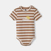 Short Sleeve Graphicic Bodysuit Brown Stripe Happy 12-18M