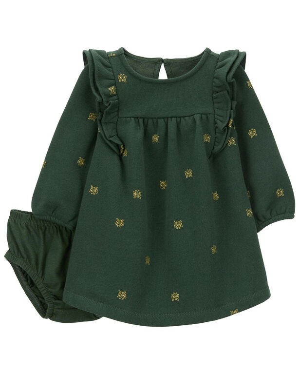 Robe en molleton &agrave; imprim&eacute; de papillon vert Carter's 12M