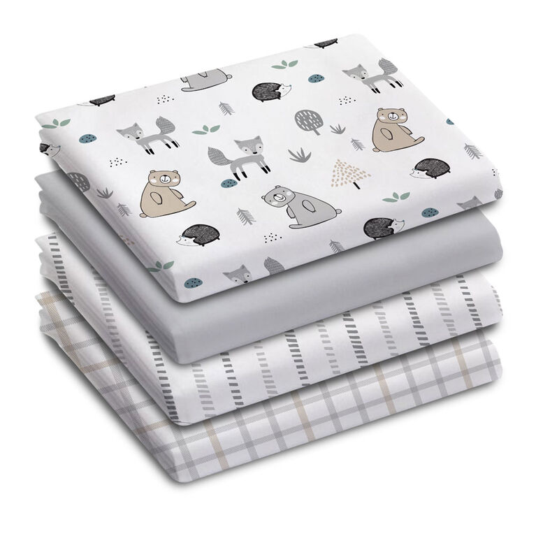 Koala Baby - 4 Pk Receiving Blankets Grey Woods