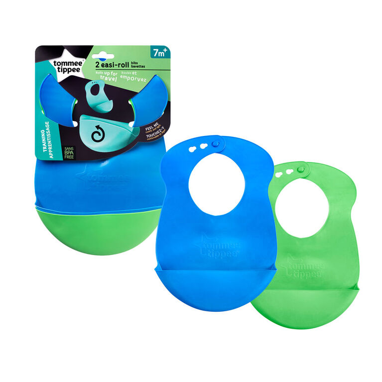 Tommee Tippee Explora 2-Pack Easi Roll Bib - Blue/Green