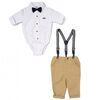 Little Gent Suspender Bowtie Set: Tan