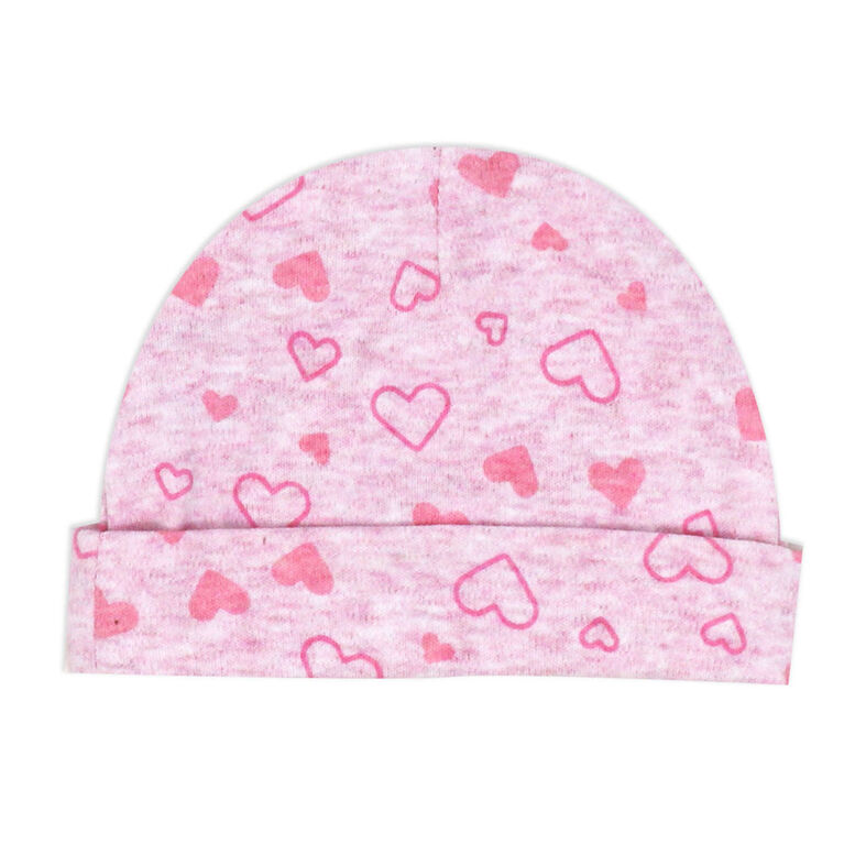 Freshly Made by Tendertyme Pink Heart Organic Cotton Heather Sleeper with Cap- Preemie