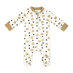 Baby Mode Interlock Coverall: Tan Bear 6-9M