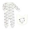 Baby Mode 2 Piece Sleeper with Bib Set: Grey Sheep 6-9M