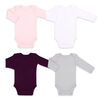 Koala Baby 4Pk Long Sleeve Bodysuit Solid Pink Combo, 6-9 Months
