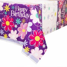 Birthday Blossoms table cover 54"x84" - English Edition