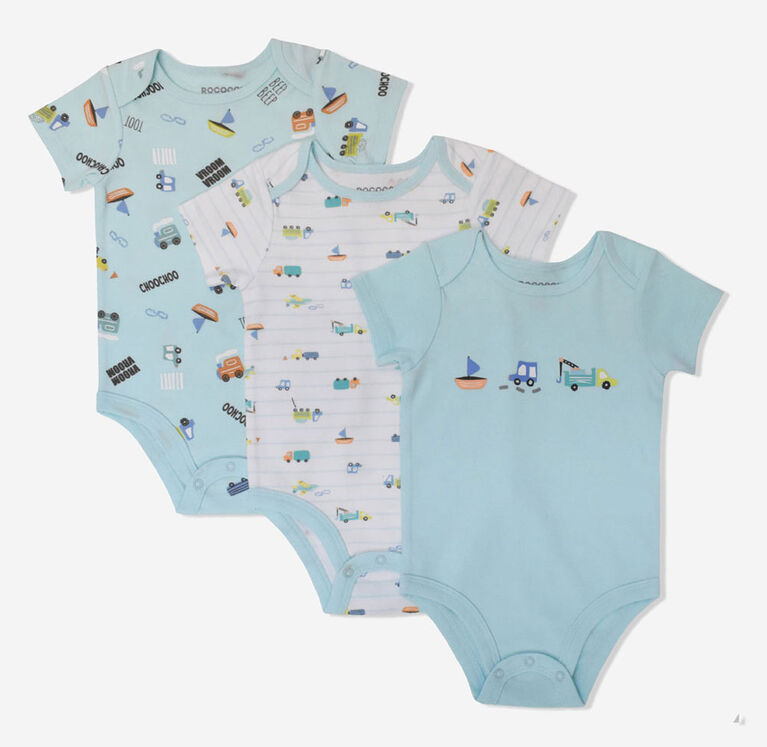 Rococo 3 Pack Bodysuit Set Aqua 3-6M