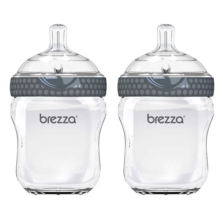 Baby Brezza 2Pack Glass Bottle 8 oz. Grey Babies R Us Canada