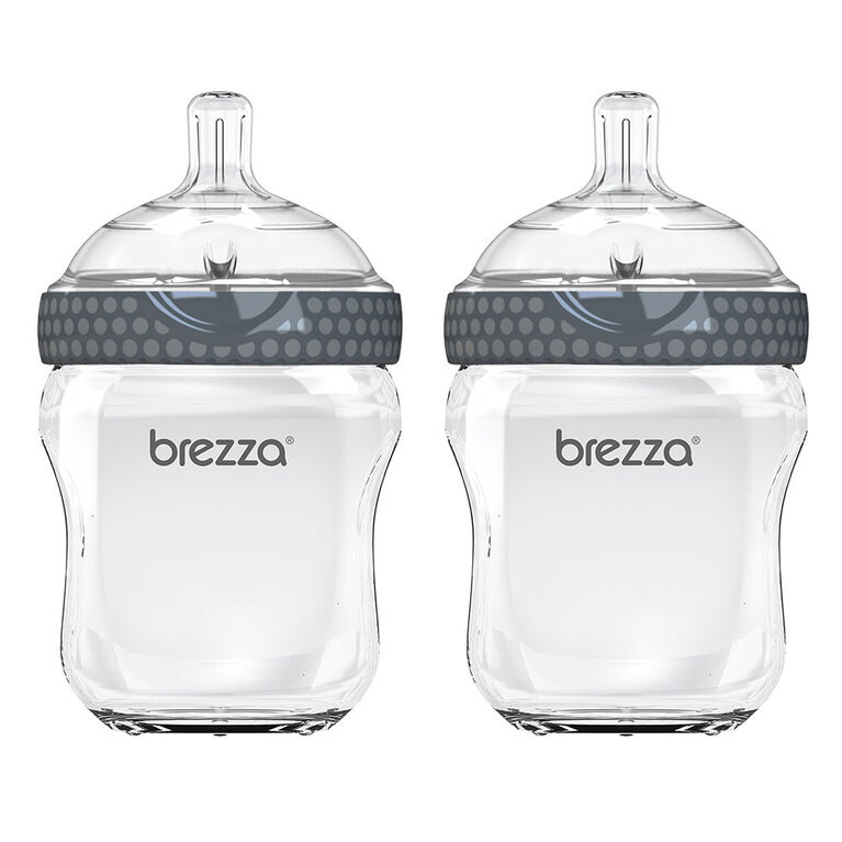 Ensemble de deux biberons en verre gris, 8 oz de Baby Brezza