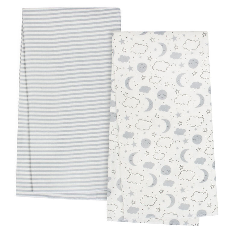 Gerber Organic 4Pack Flannel Blankets, Clouds and Stars Babies R Us