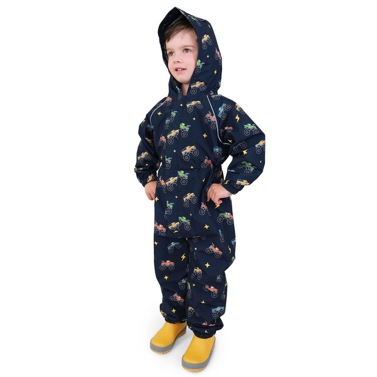 Kids Thin-Lined Rain Suits  | Big Trucks - 4T (4-5Y)