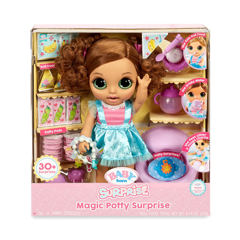 BABY born Surprise Magic Potty Surprise Green Eyes - Doll Pees Glitter & Poops Surprise Charms