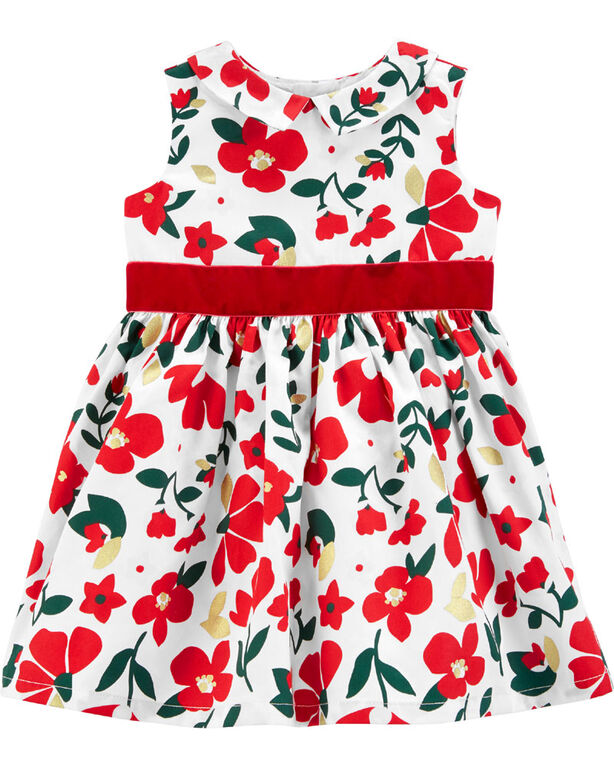 Carter's Floral Sateen Holiday Dress - Ivory, 24 Months