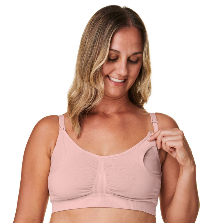 Basics by Bravado 2-in-1 Pumping and Nursing Bra, Soft Rose, Small