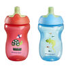 Tommee Tippee Sporty Spout Water Bottle, 10oz, Non-Spill Toddler Sippy Cups for 12 Months+ with Bite-Resistant Spout, Easy-Hold and BPA Free, Assorted Colors, 2 count