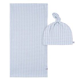 Just Born  - 2 piece Swaddle Blanket+Hat - Blue Plaid