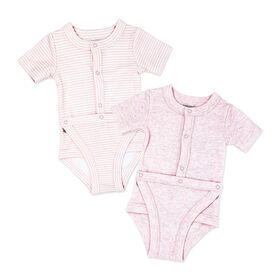 Naturelle Lot de 2 gilets à couches : rose