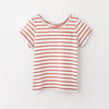 simple roll-sleeve pocket tee, 12-18m - clay stripe