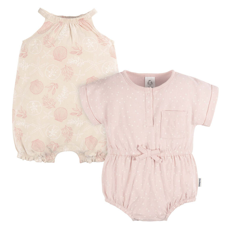 Gerber Childrenswear - 2-Pack Romper - Shells - 18M