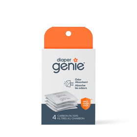 Filtres au charbon Diaper Genie, 4 pack, qui peuvent durer jusqu’à 4 mois.