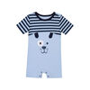 Snugabye Boys - Short Sleeve Romper - Dog Face Blue/White Stripe 12-18 Months