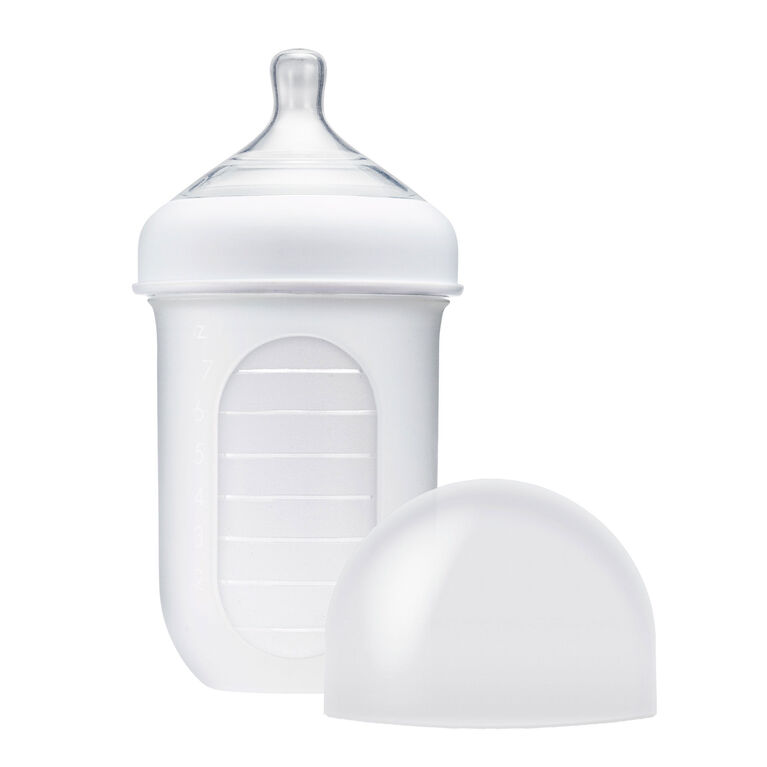 Boon Nursh Silicone Pouch Bottle 8 oz 3-Pack - Grey and White