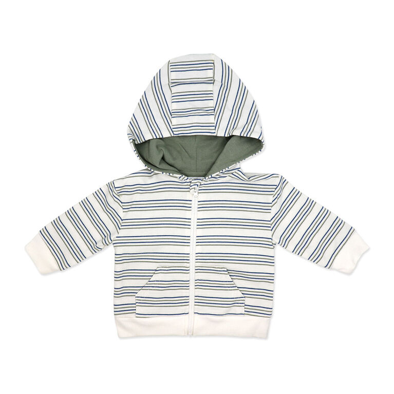 Baby Mode 3 Piece Zip French Terry Set: Stripe