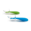 Emballage de 2 cuillères d'apprentissage en silicone Gentle Scoop™ -- Bleu/Vert