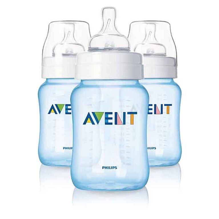 Biberons Classic en polypropylène de 9 oz de Philips AVENT, sans BPA, bleu, paquet de 3.