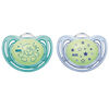 NUK Airflow Glow-in-the-Dark Pacifiers, 0-6 Months, 2 Pack, Assorted Colors