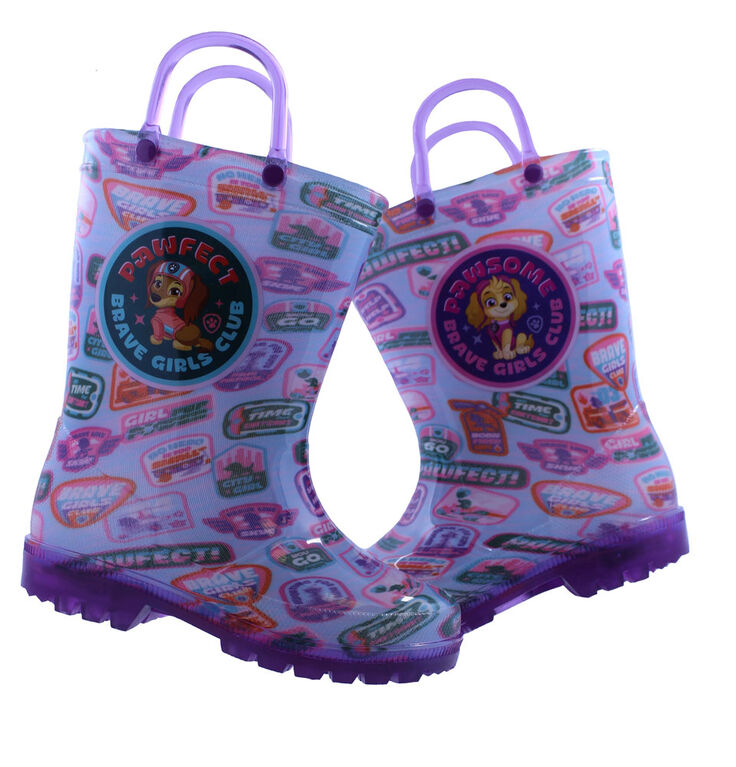 Paw Patrol Lighted Purple Rain Boot Size 10