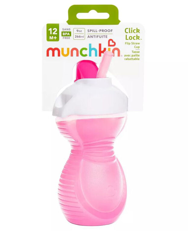 9oz Click Lock Flip Straw Cup (Pink)