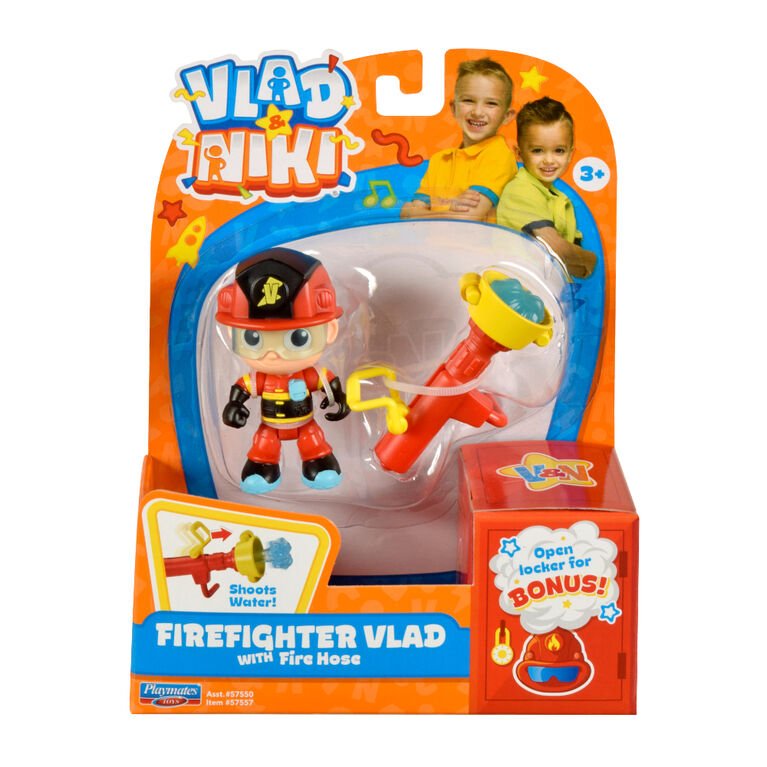 Vlad and Niki - Ensemble de figurines de pompier Vlad (avec tuyau d'incendie)