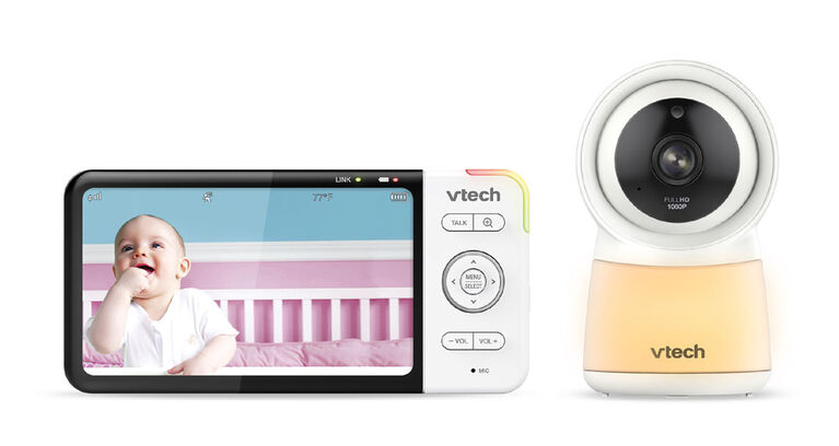 VTech RM5754HD Smart Wi-Fi Video Baby Monitor with 5 inch display and 1080p HD Camera, Built-in night light & 1 Camera, White - R Exclusive