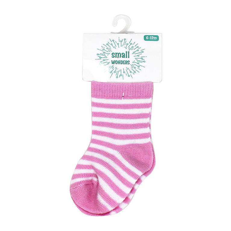Small Wonder - Baby Sock,Pink Stripe  6-12M