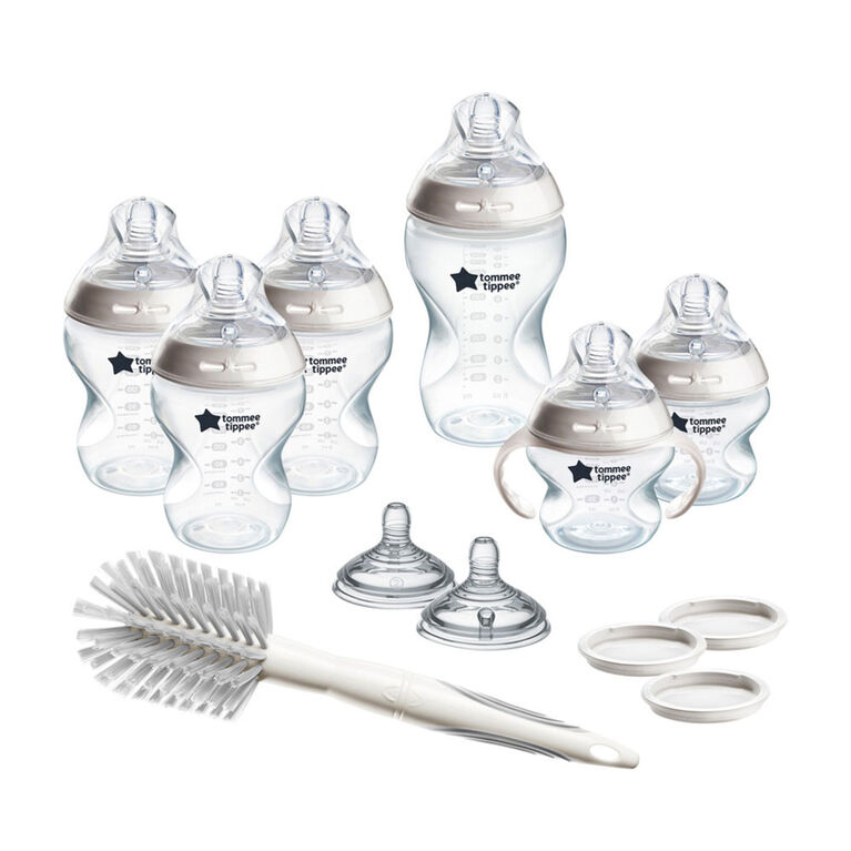 Tommee Tippee Natural Start Grow with Baby Bottle Set, 5oz, 9oz and 11oz, Slow, Medium and Thicker Flow Nipples, Removable Bottle Handles, Self-Sterilizing