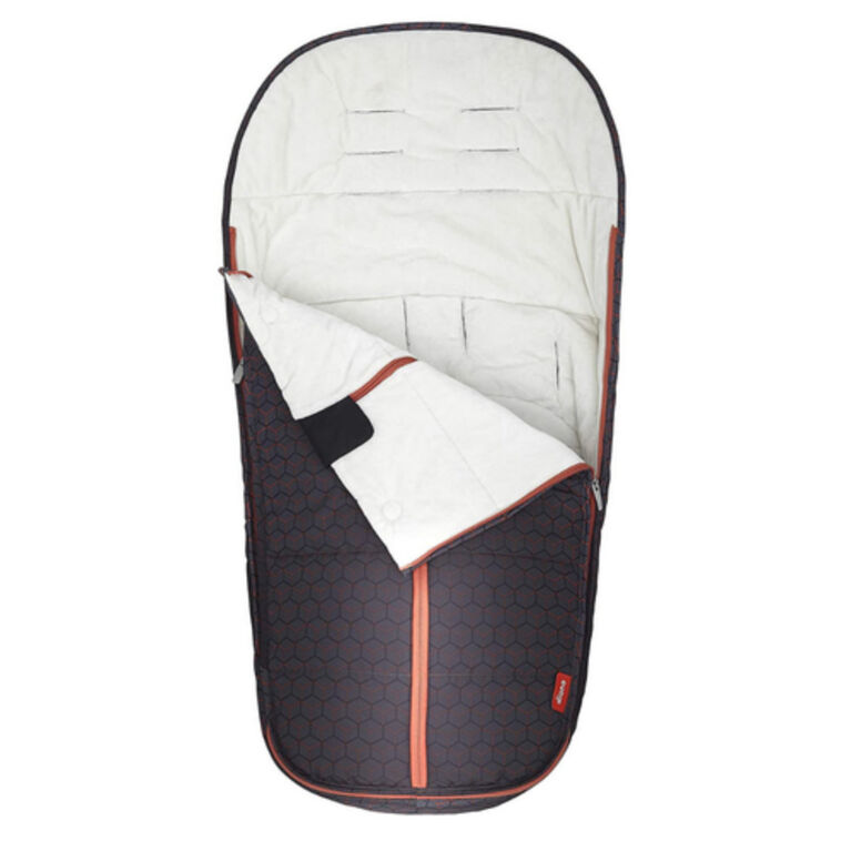 Diono All Weather Stroller Footmuff, Universal Fit from Baby to Toddler With Cozy Super Soft Padding, Weatherproof, Water Resistant Lining, Charcoal Copper Hive