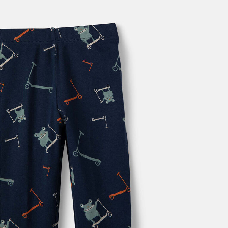 Short Sleeve 2 Piece Sleep Navy Scooter Print 4Y